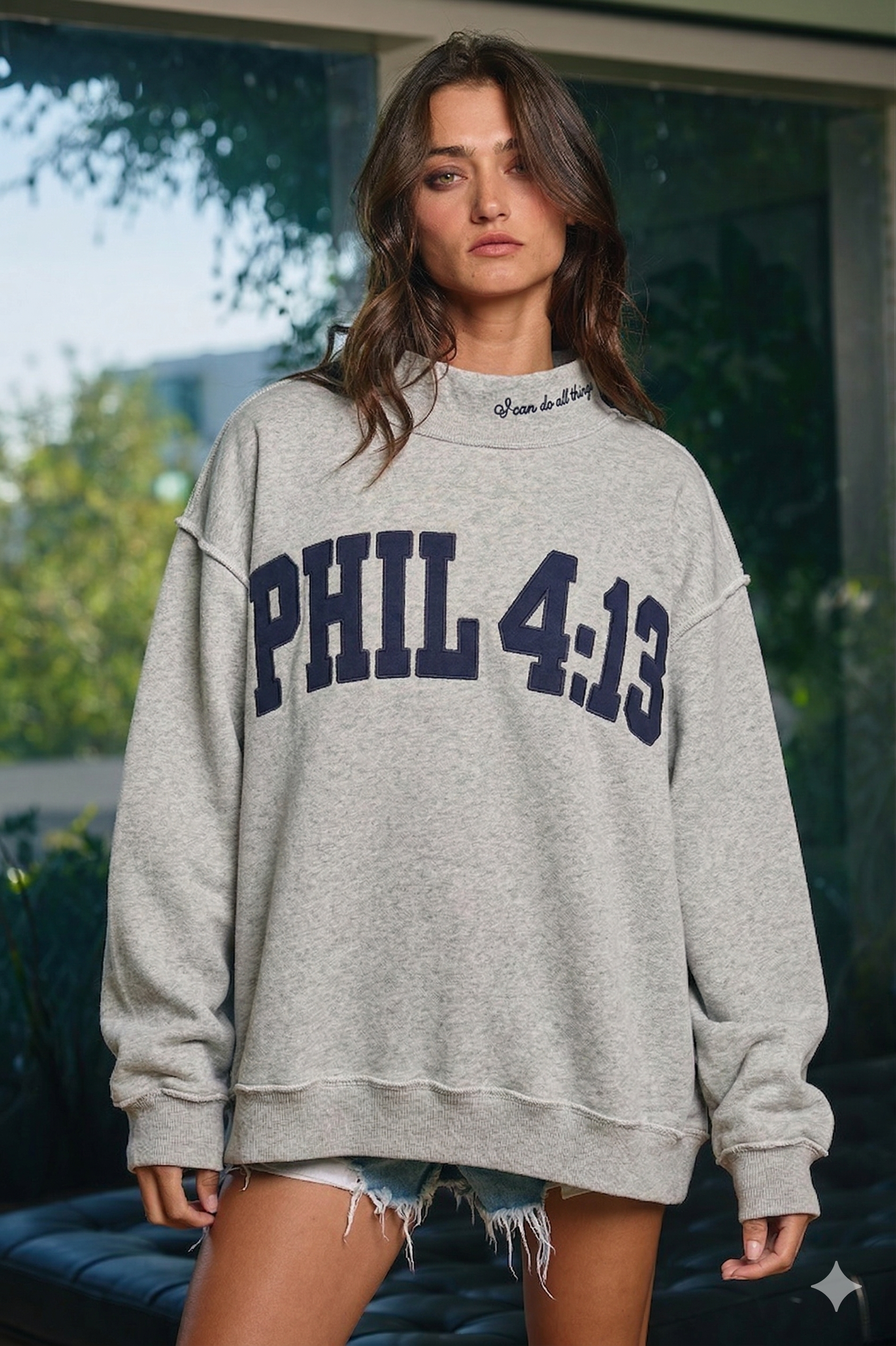Gray PHIL 4:13 Mockneck