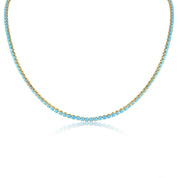 18k Gold Turquoise Rhinestone Tennis Chain Necklace
