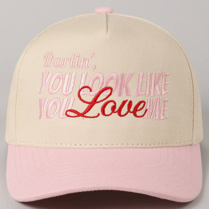 You Look Like You Love Me Embroidery Trucker Hat: Red / ONE SIZE