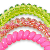 Spiral Hair Coils | Small | Tropical Punch showing doubles as a bracelet
