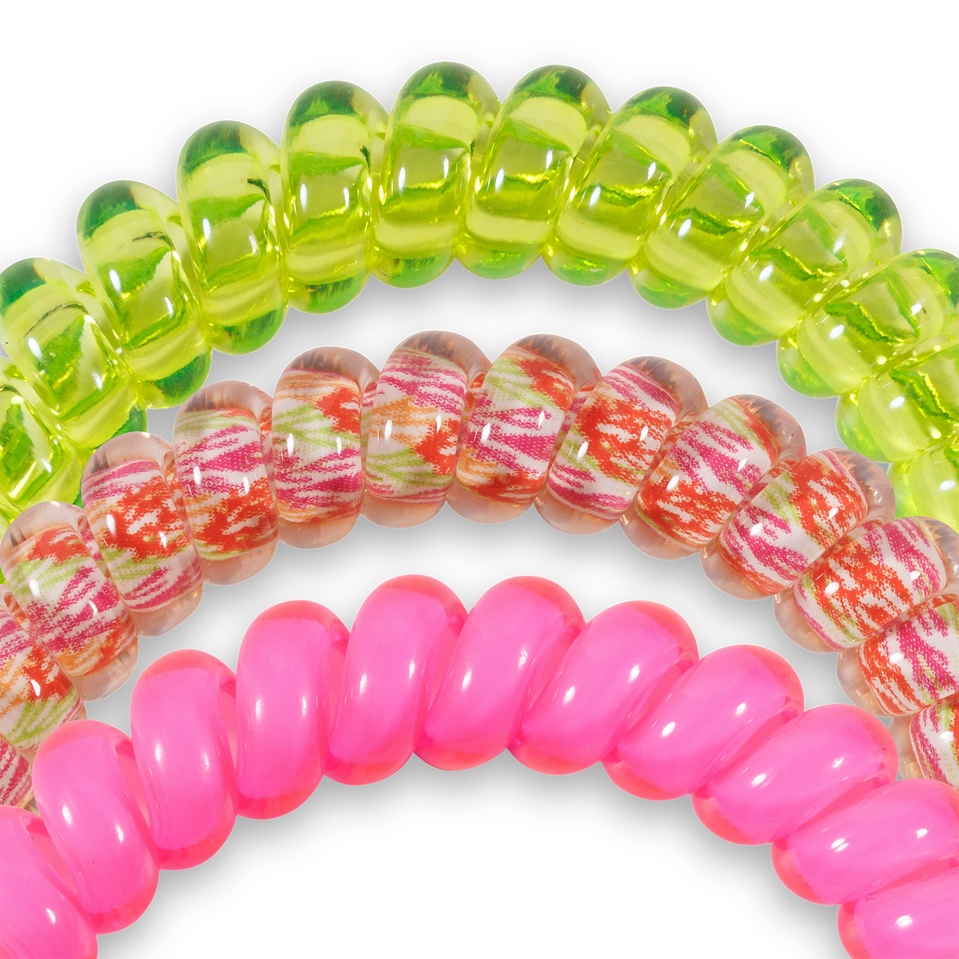 Spiral Hair Coils | Small | Tropical Punch showing doubles as a bracelet