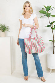 Rose Quilted Tote Bag