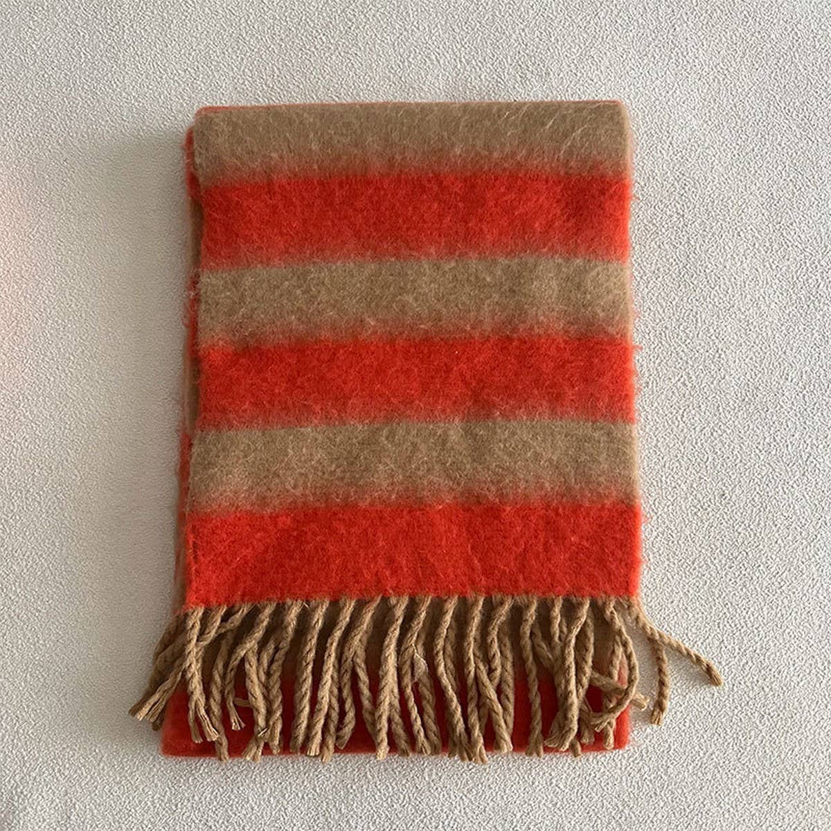 Beige Striped Scarf — color: beige