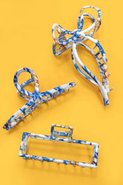 VINTAGE TOILE PATTERN PORCELAIN HAIR CLAW CLIPS | 40H914: OVAL