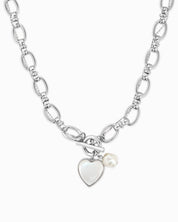Glossy Heart Twist Chain Toggle Necklace: Gold