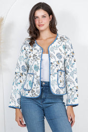 White Floral Quilted Jacket