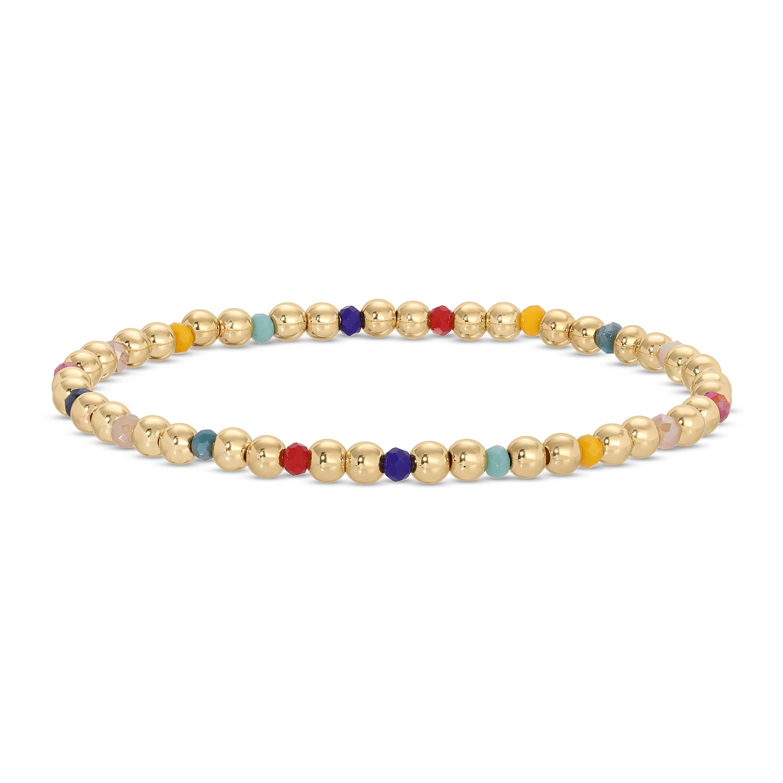 4mm Bead & Crystal Stretch Bracelet -Assorted