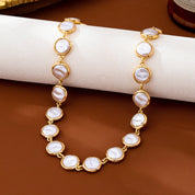 Gold Pearl Station Necklace
