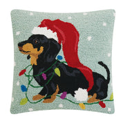 Mint Christmas Dachshund With Long Hat Hook Pillow