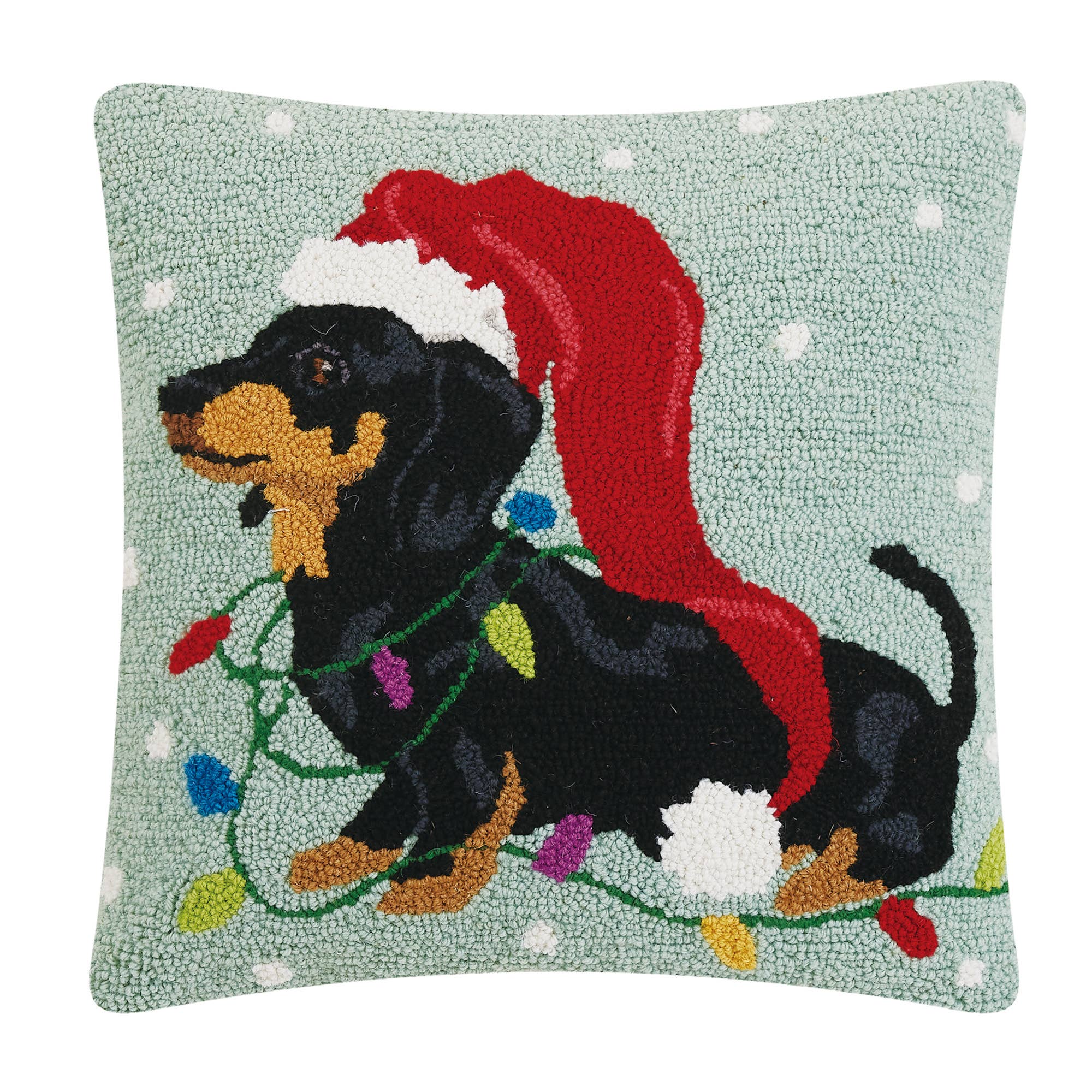 Mint Christmas Dachshund With Long Hat Hook Pillow