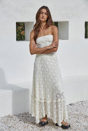 Knit Floral Lace Midi Skirt