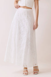 White Eyelet Maxi Skirt