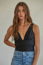 Black V-Neck Bodysuit