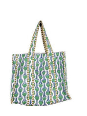 Green Floral Reversible Quilted Tote Bag — reversible and everyday bag