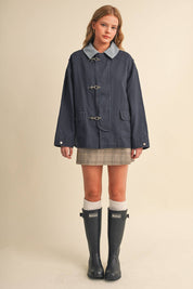 Navy Corduroy Collar Utility Jacket