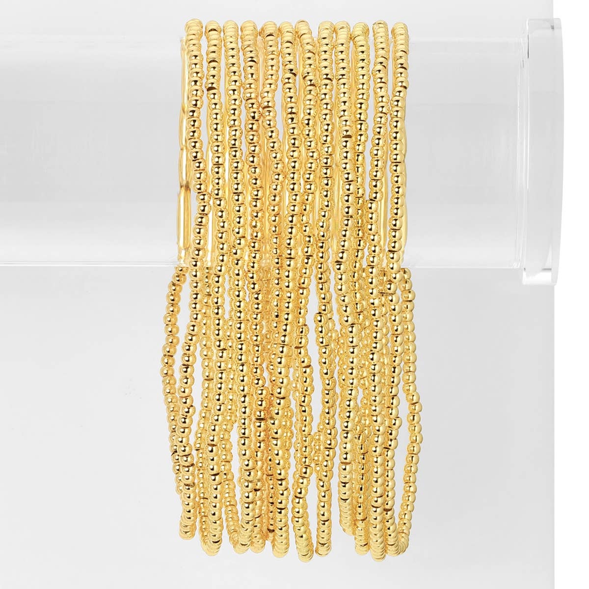 Classic Beaded Stretch Bracelets: Gold / 4mm