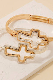 Two Tone Cross Latch Bangle Bracelet
