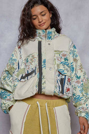 Cream Quilted Print Woven Jacket