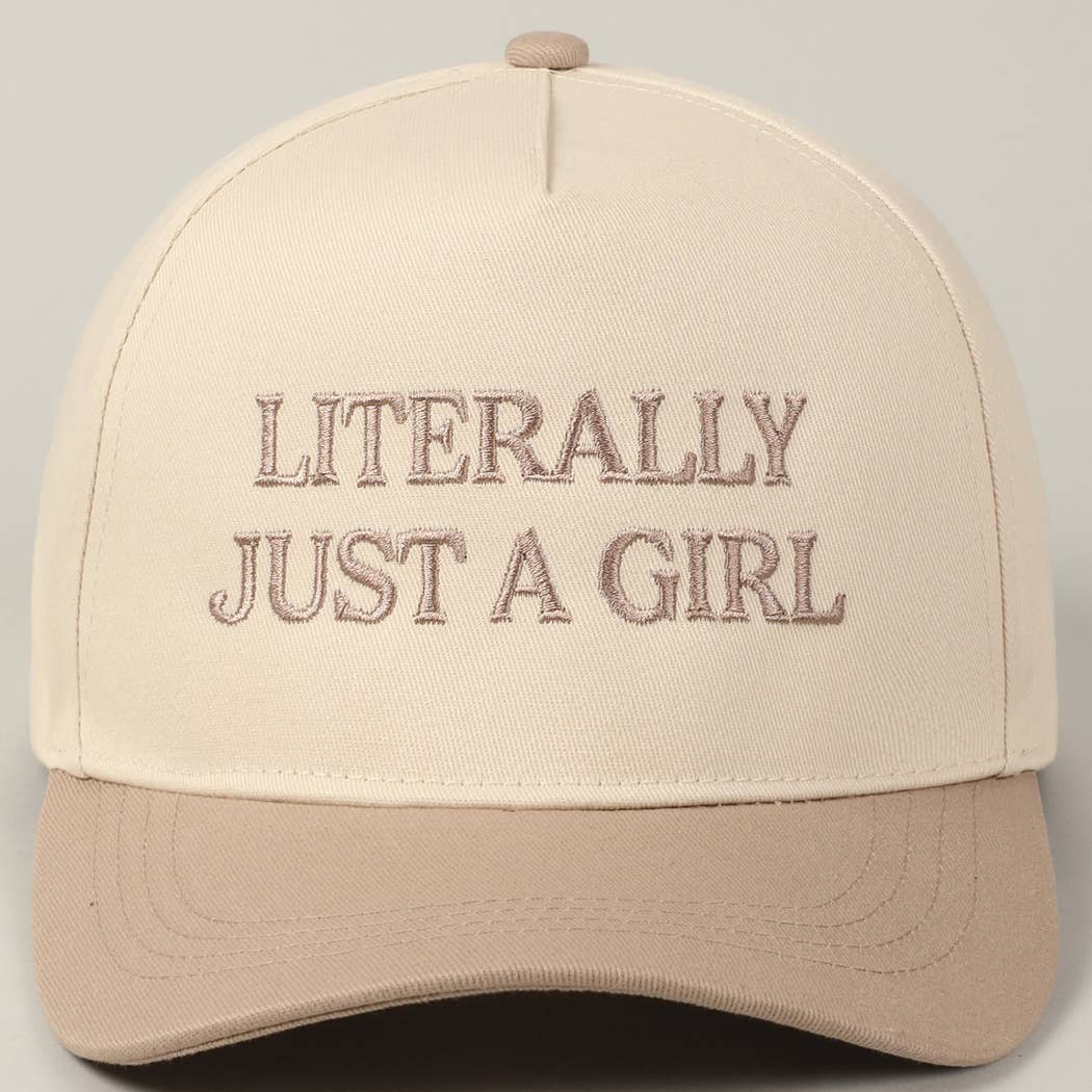Literally Just A Girl Embroidery Two Tone Trucker Hat: FUCHSIA / ONE SIZE