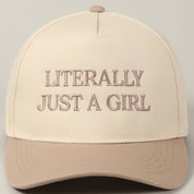 Literally Just A Girl Embroidery Two Tone Trucker Hat: FUCHSIA / ONE SIZE