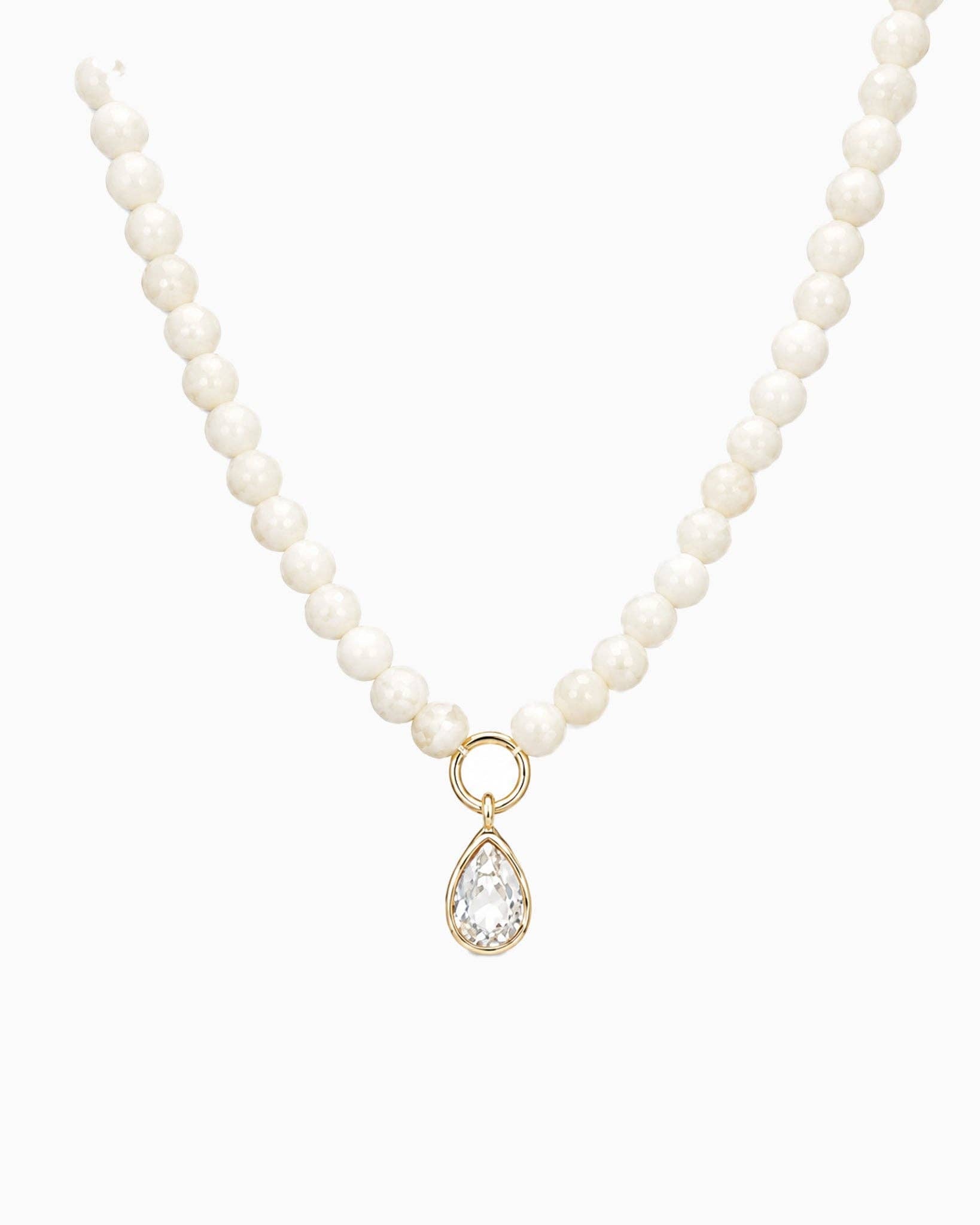 Marble Pastel Bead Teardrop Charm Necklace