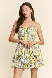 Floral Print Pattern Layered Dress