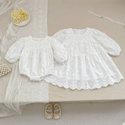 White Embroidered Baby Dress & Romper