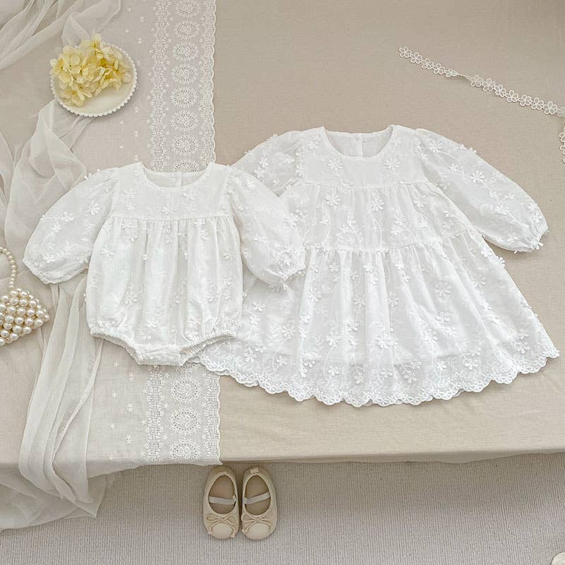 White Embroidered Baby Dress & Romper