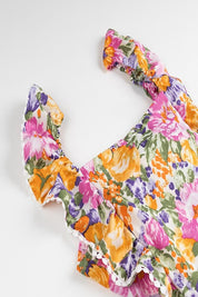Floral Print Square Neck Mini Dress