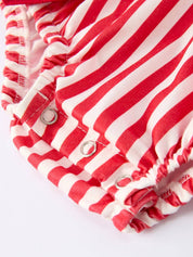 Valentine's Red Stripe Bubble Romper