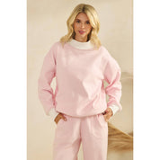 Pink Striped Mockneck