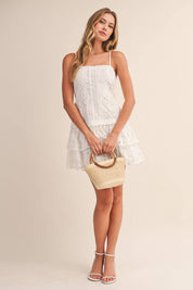 Floral Eyelet Drop Waist Mini Dress