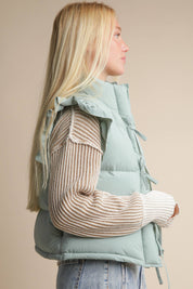Sage Front Bow Puffer Vest