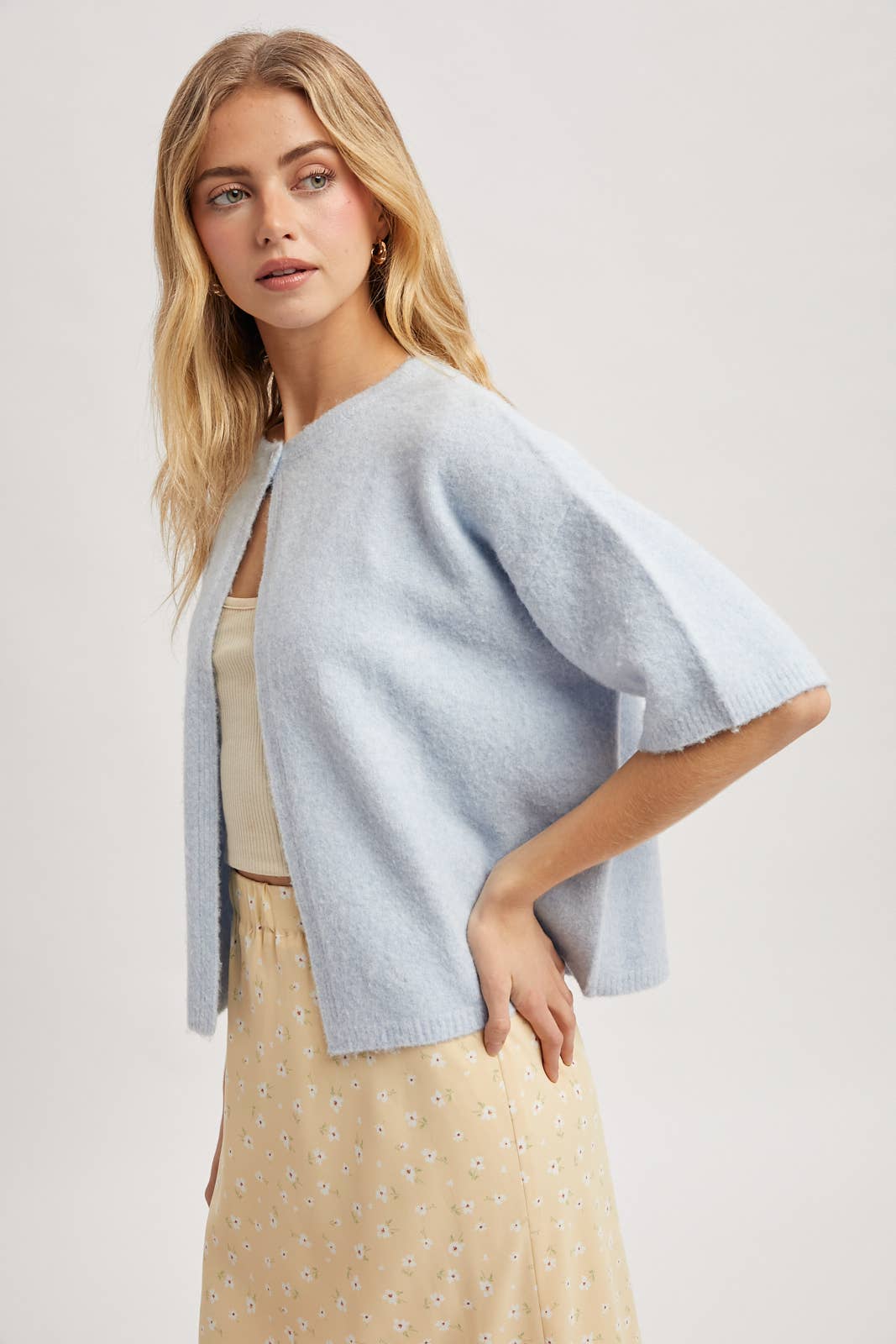 Blue Single Button Cape Sweater