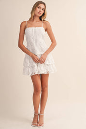 Floral Eyelet Drop Waist Mini Dress