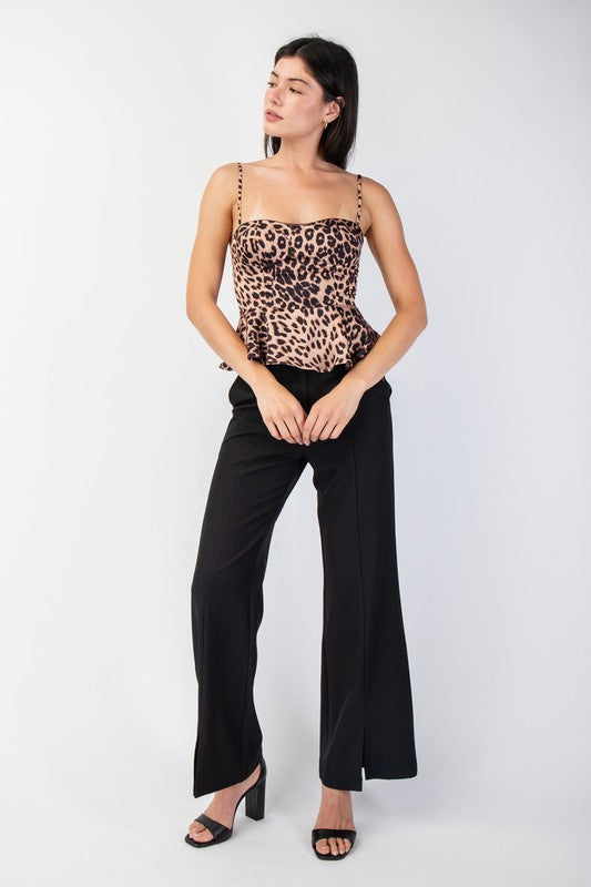 Leopard Print Satin Top