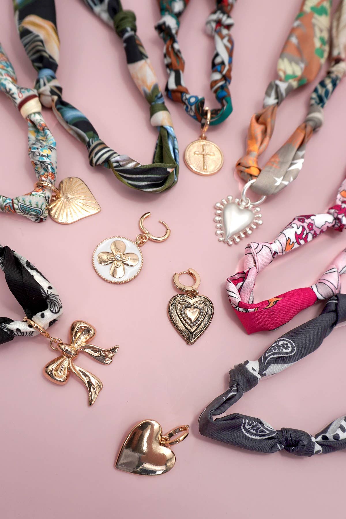 Flower Handcrafted Scarf Interchangeable Charm Necklace