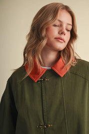 Olive Corduroy Collar Utility Jacket