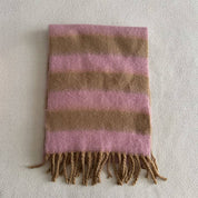Light Pink Striped Scarf — color: light pink