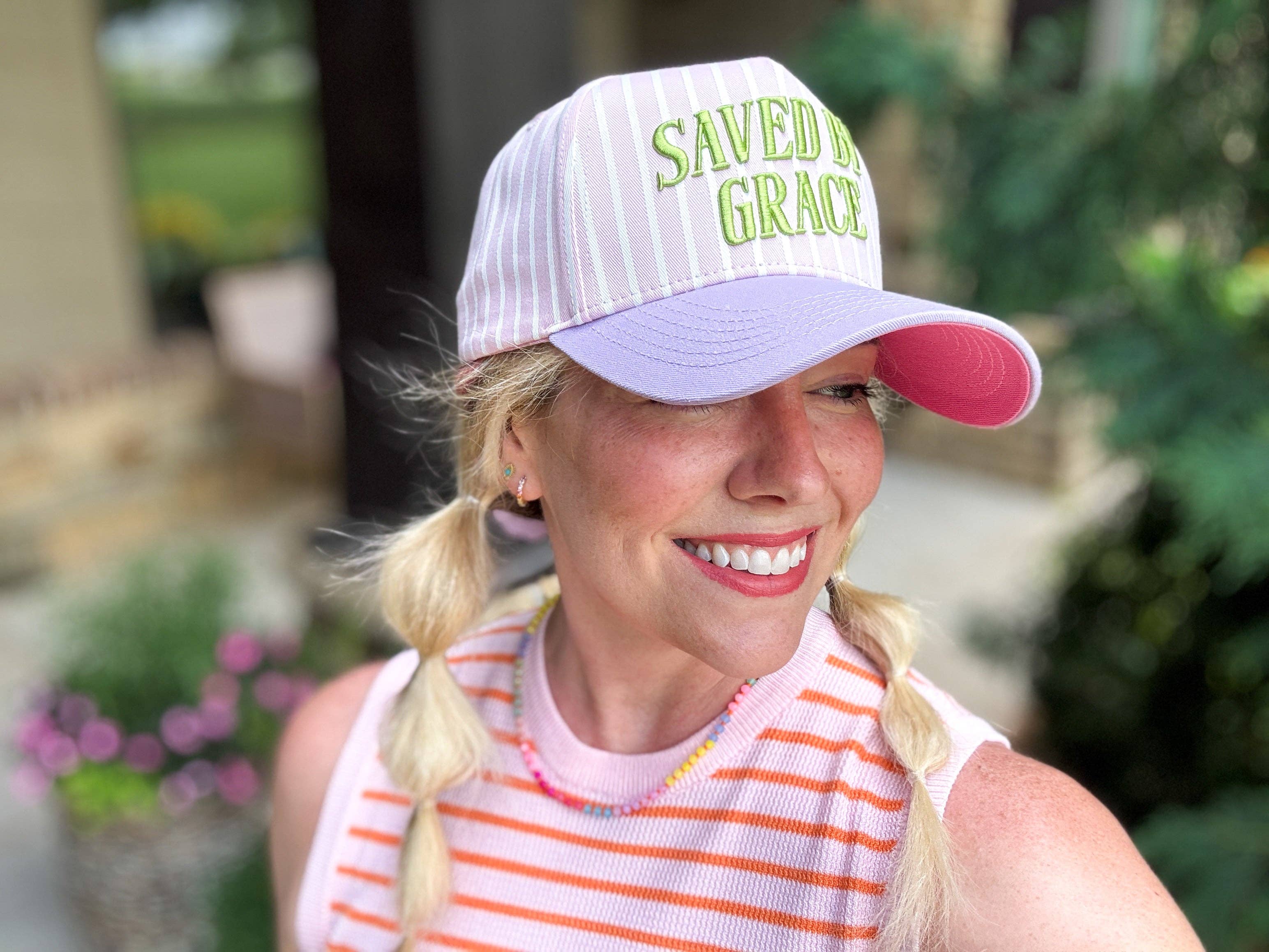 Embroidered  "Saved by Grace" Hat
