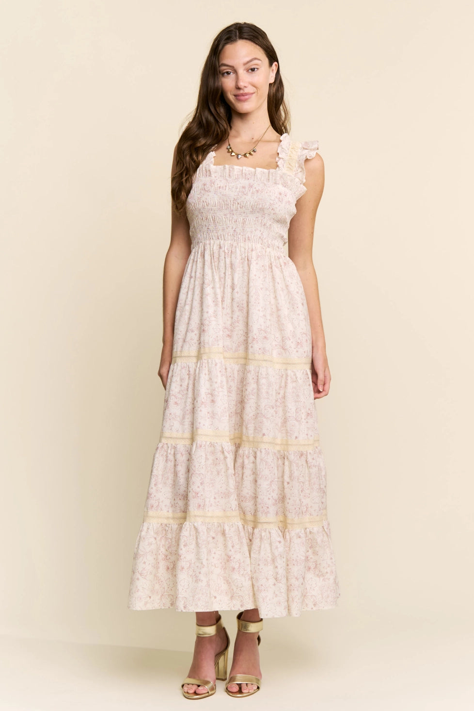 Mocha Bunny Floral Maxi Dress