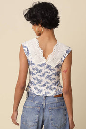 Blue Lace Floral Top