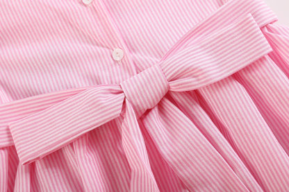 Pink Striped Big Sister Smocked Girls