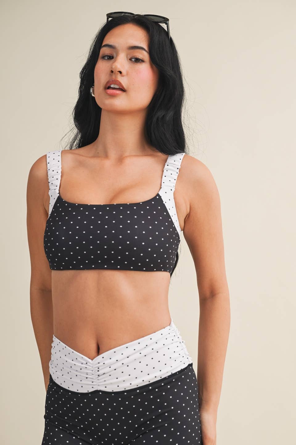 Polka Dot Scrunched Sports Bra