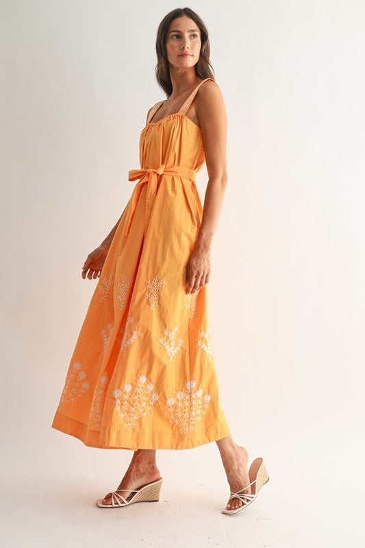 Sunburst Embroidered Maxi Dress