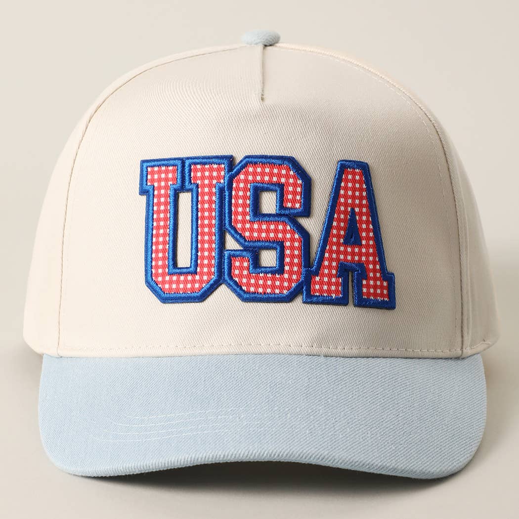 USA Flag Patch Denim Two-Tone Trucker Hat