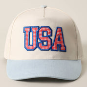 USA Flag Patch Denim Two-Tone Trucker Hat