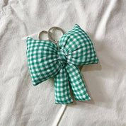Green Checker Bow Bag Charm