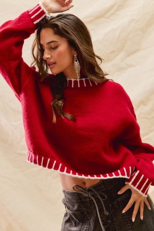 Red Holiday Sweater Top