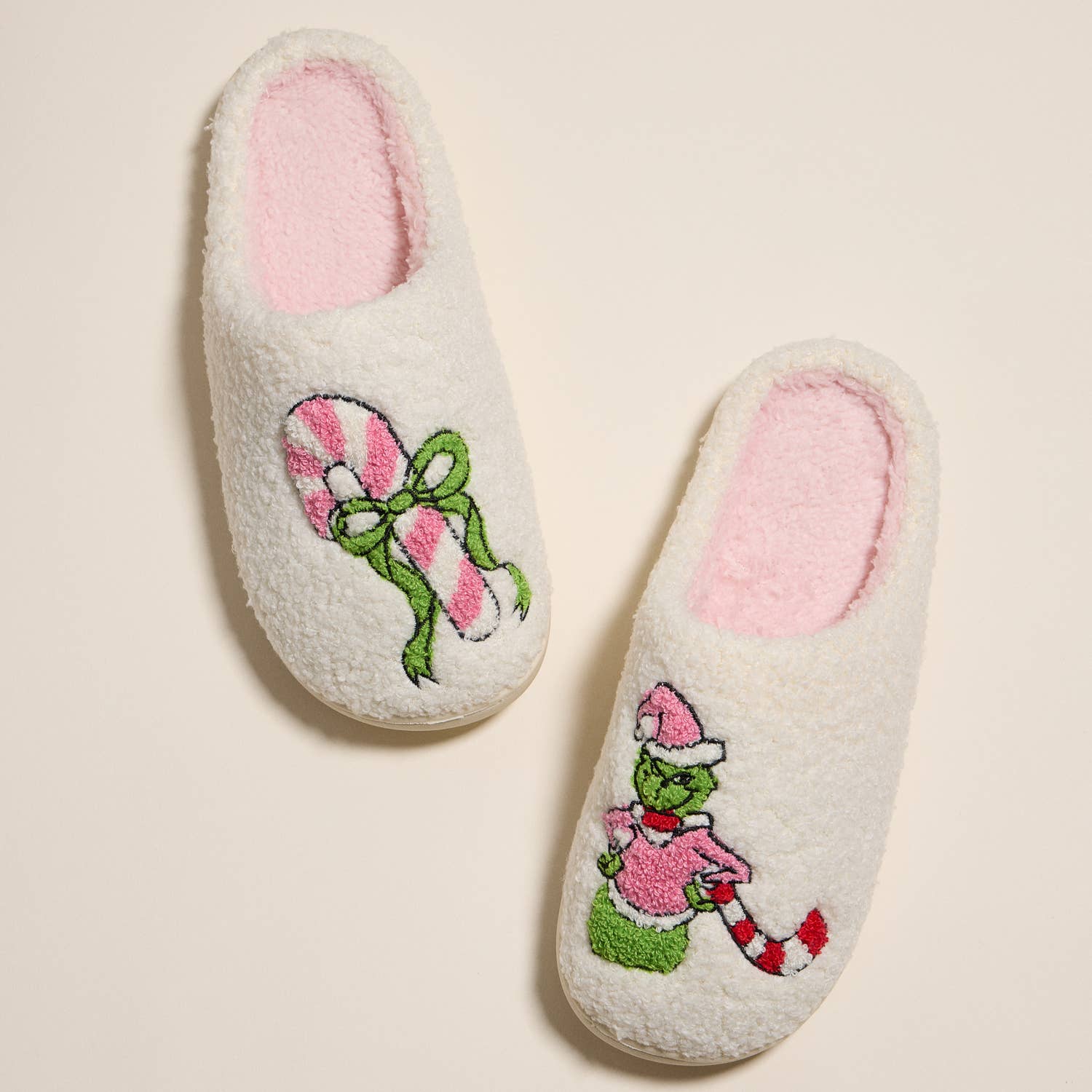Pink Grinch Holiday Christmas Slippers